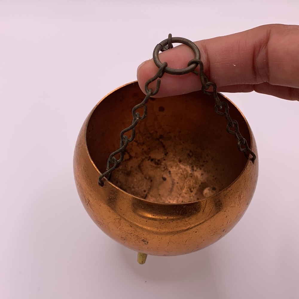 Coppercraft Guild Taunton, Mass 3” Mini Hanging Cauldron Brass Home Decor